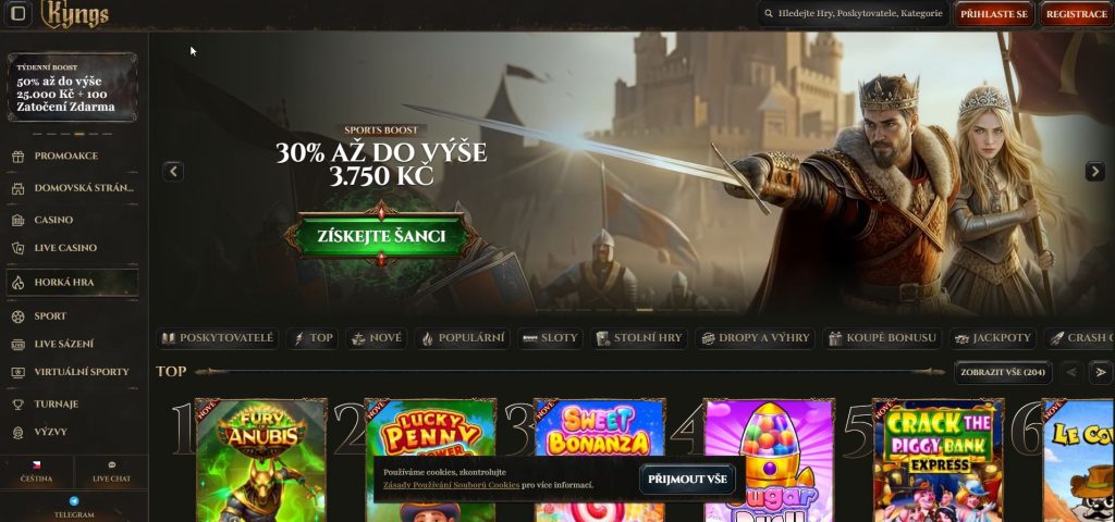 Hlavní obrázek online kasina Kyngs s královskou nabídkou automatů, rulety a exkluzivních odměn pro hráče.